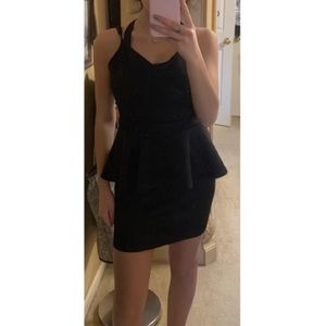 Black mini dress with open back